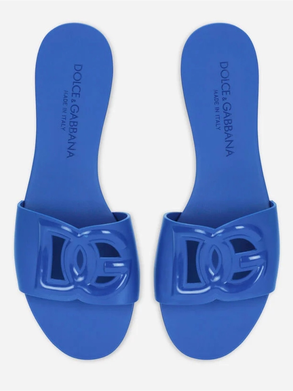 Dolce & Gabbana Royal Blue Logo Slide Sandals